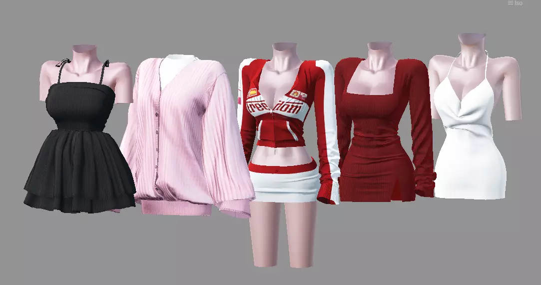 Zepeto Stylish Dress Bundle 3D model_0