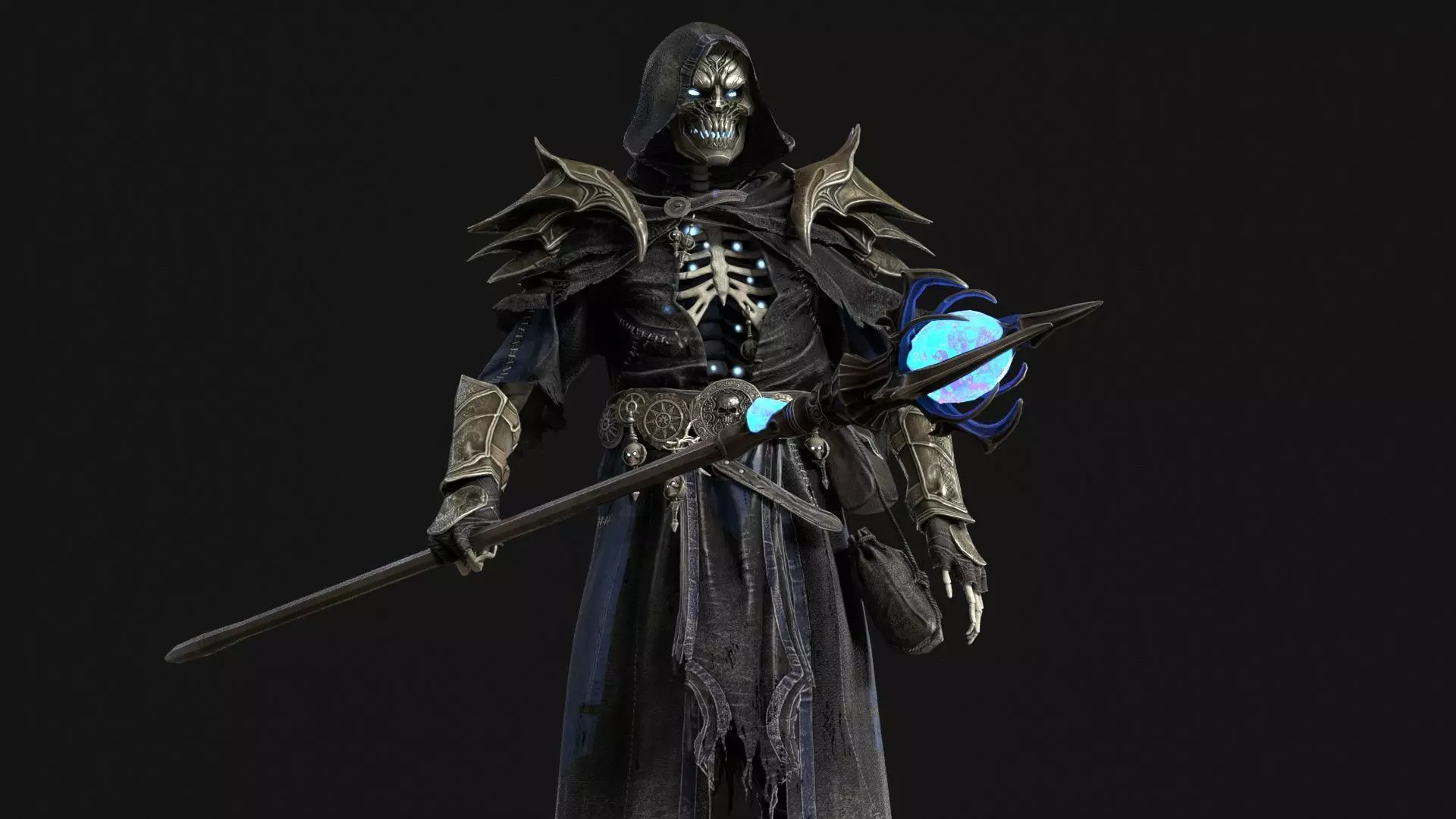Skeleton ArchMage Low-poly 3D model_39