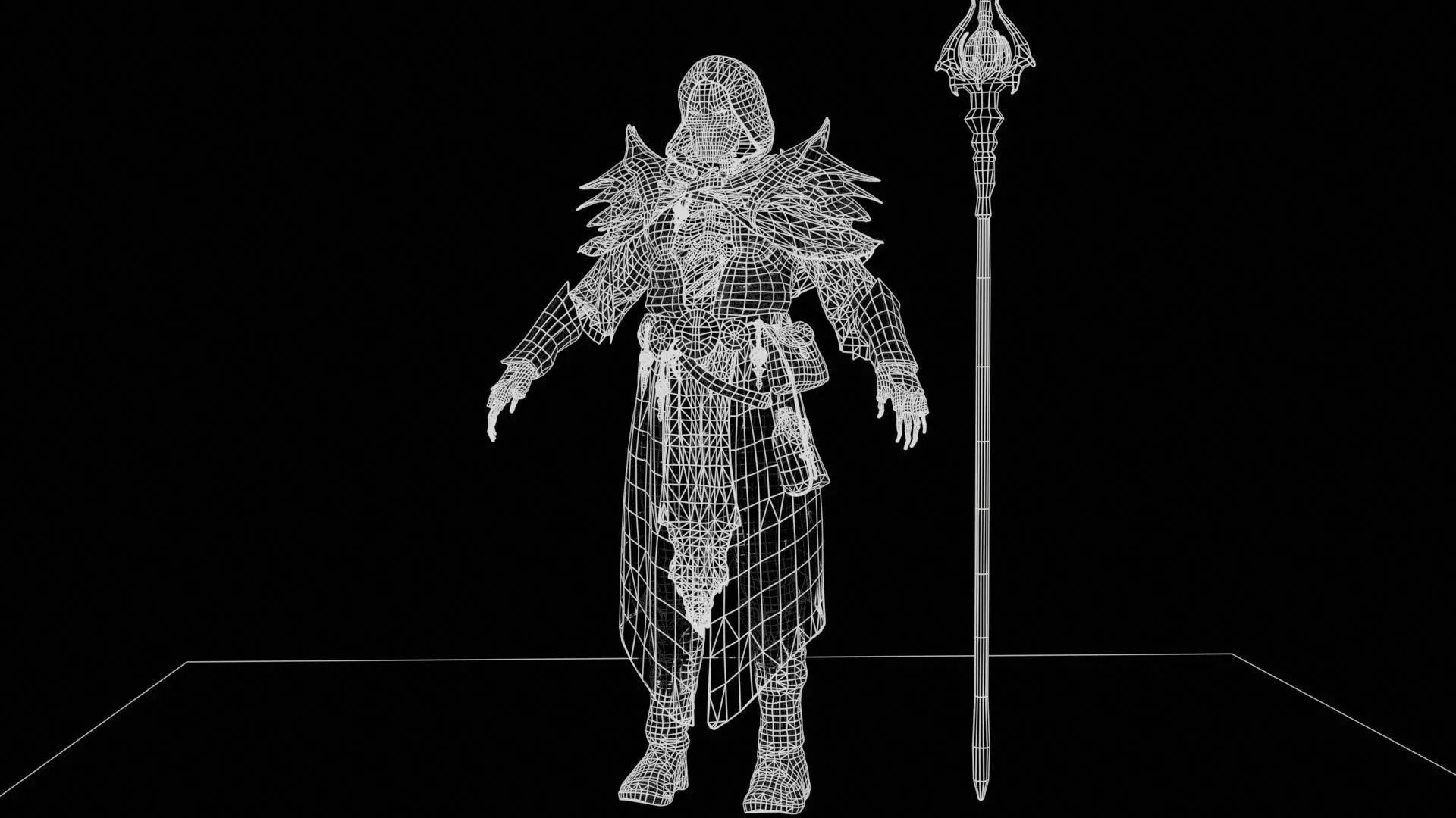 Skeleton ArchMage Low-poly 3D model_7