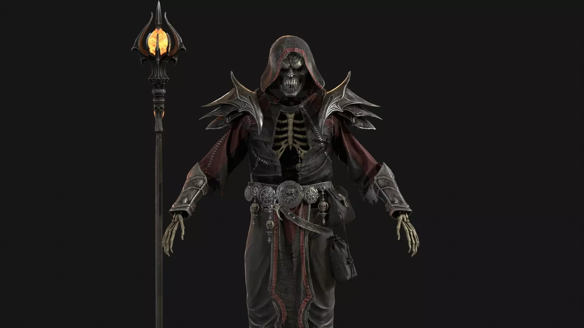 Skeleton ArchMage Low-poly 3D model_21