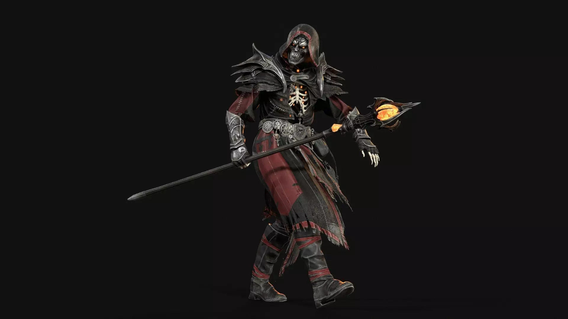 Skeleton ArchMage Low-poly 3D model_36