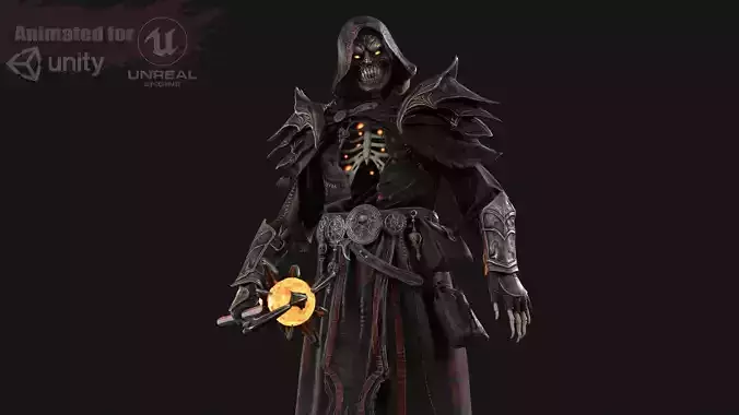 Skeleton ArchMage Low-poly 3D model
