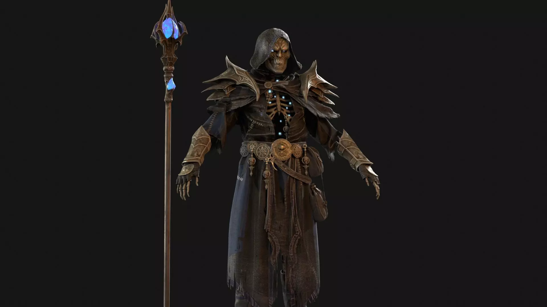 Skeleton ArchMage Low-poly 3D model_27
