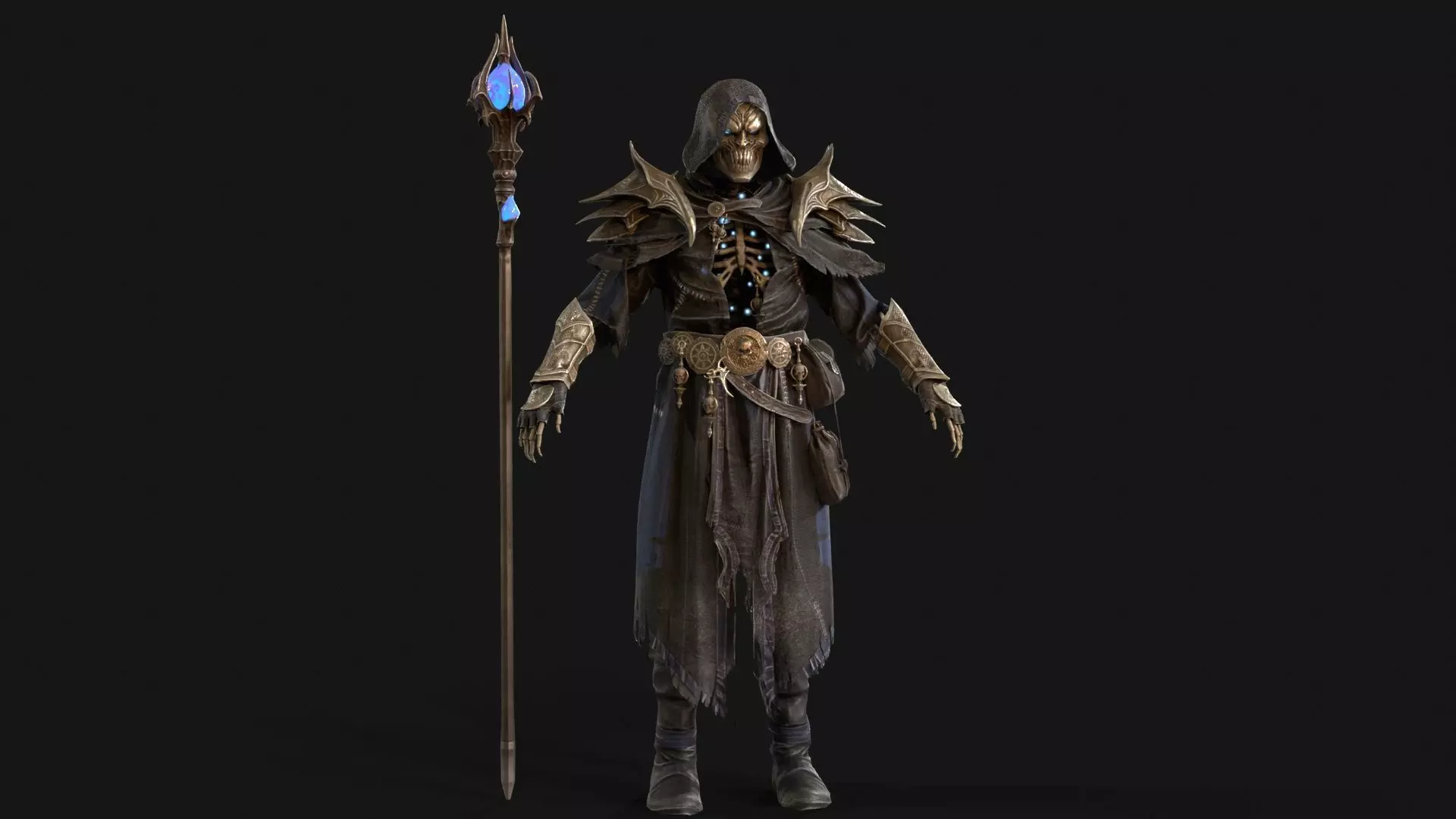 Skeleton ArchMage Low-poly 3D model_25