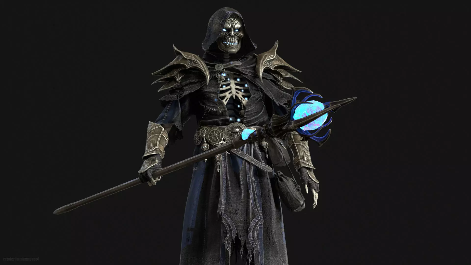 Skeleton ArchMage Low-poly 3D model_5