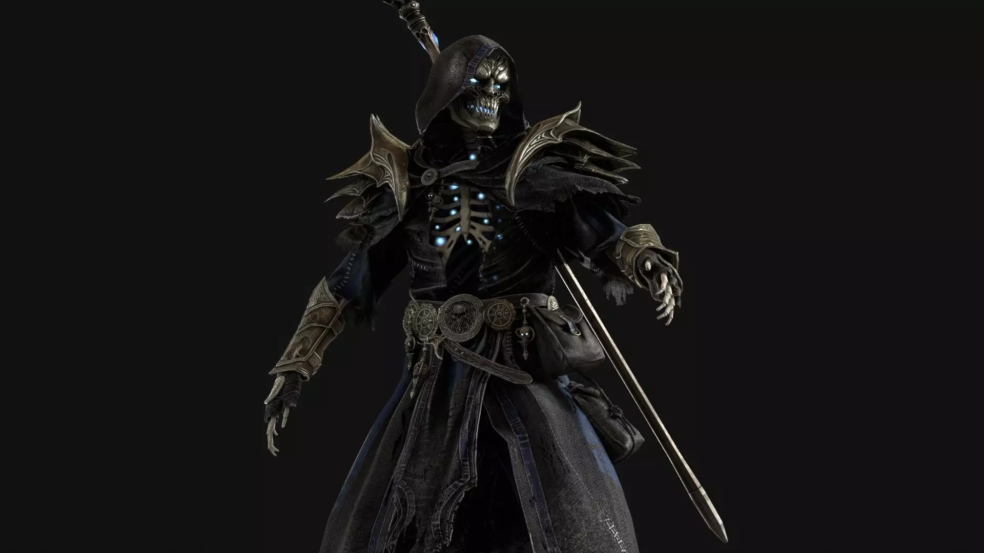 Skeleton ArchMage Low-poly 3D model_38