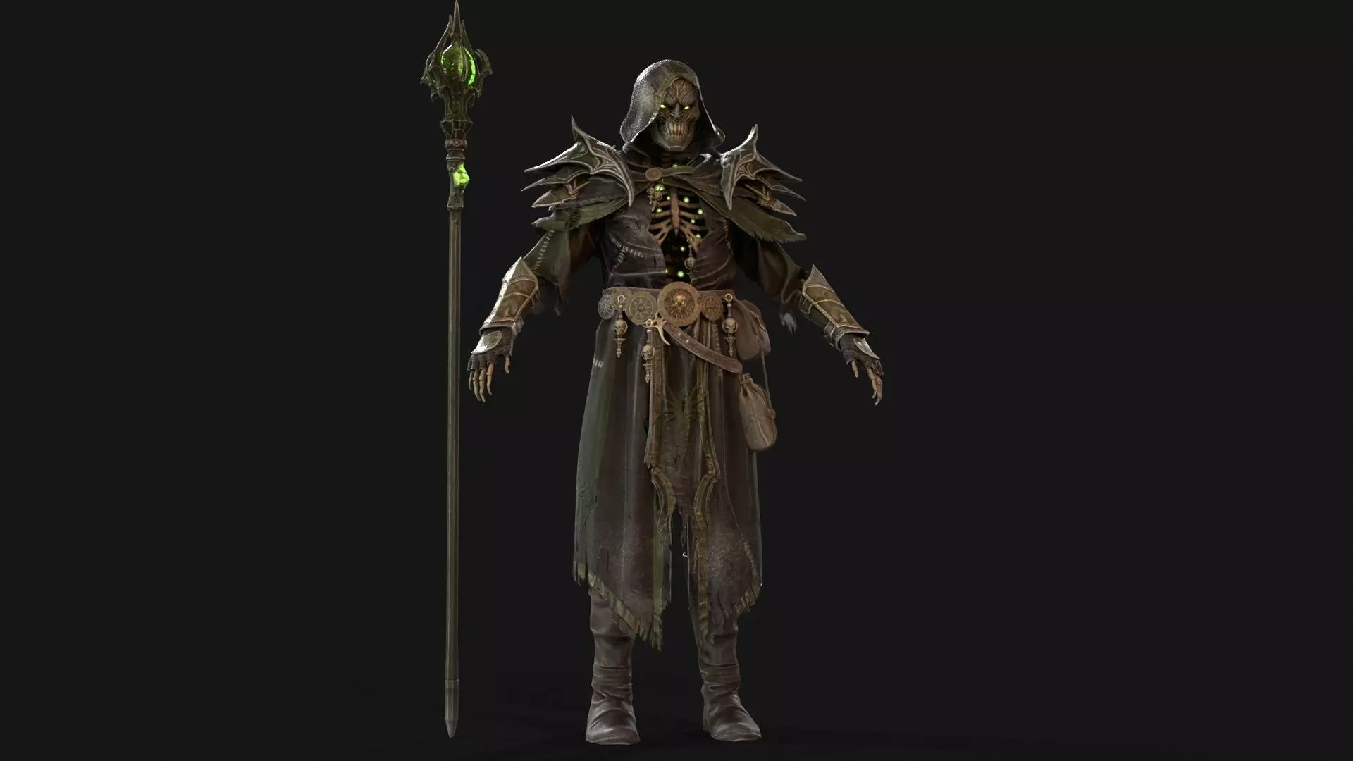 Skeleton ArchMage Low-poly 3D model_29