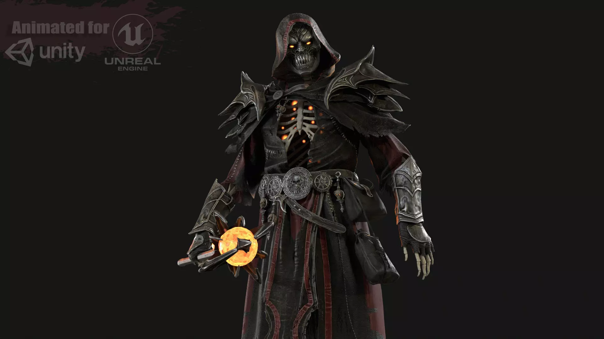 Skeleton ArchMage Low-poly 3D model_2