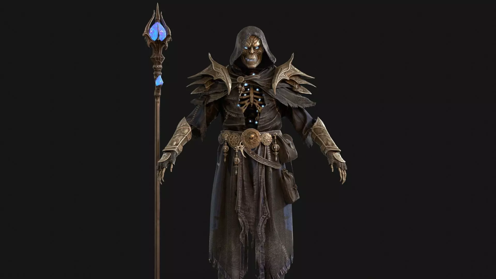 Skeleton ArchMage Low-poly 3D model_28