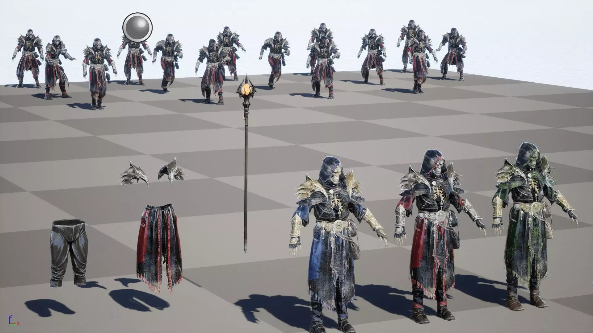 Skeleton ArchMage Low-poly 3D model_13