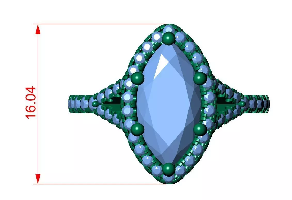 Marquise Engagement Ring 3D print model_10