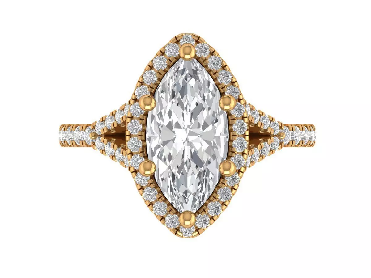 Marquise Engagement Ring 3D print model_1