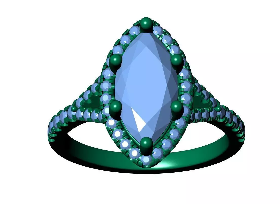 Marquise Engagement Ring 3D print model_12