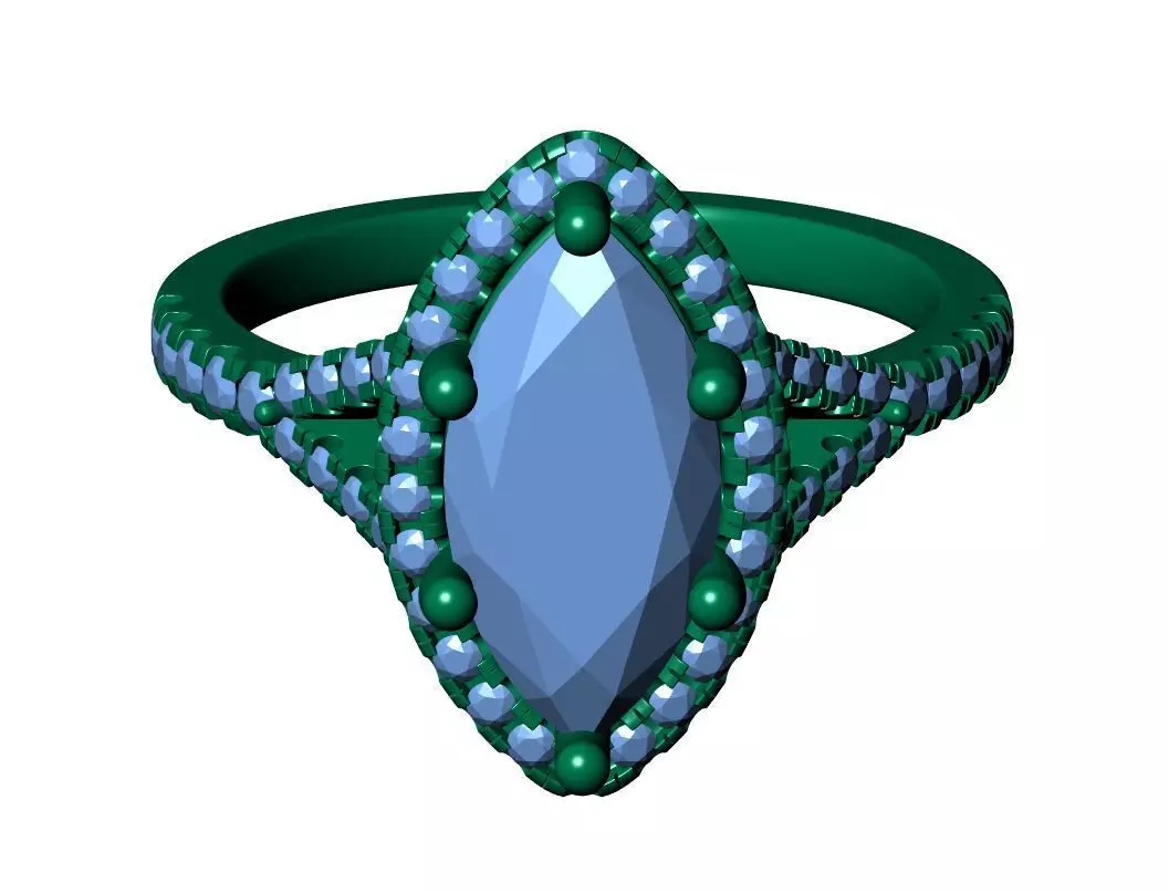 Marquise Engagement Ring 3D print model_11