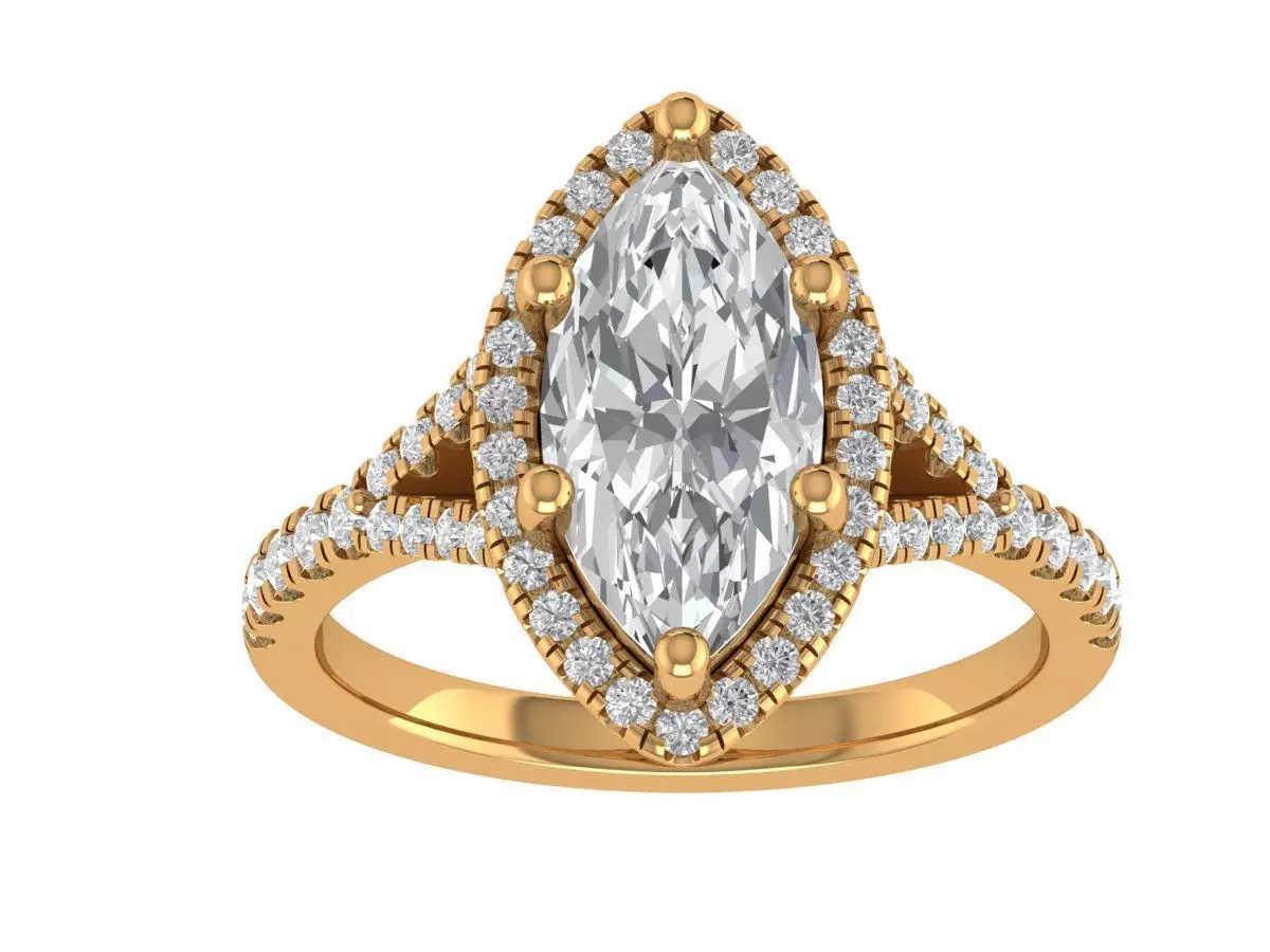 Marquise Engagement Ring 3D print model_3