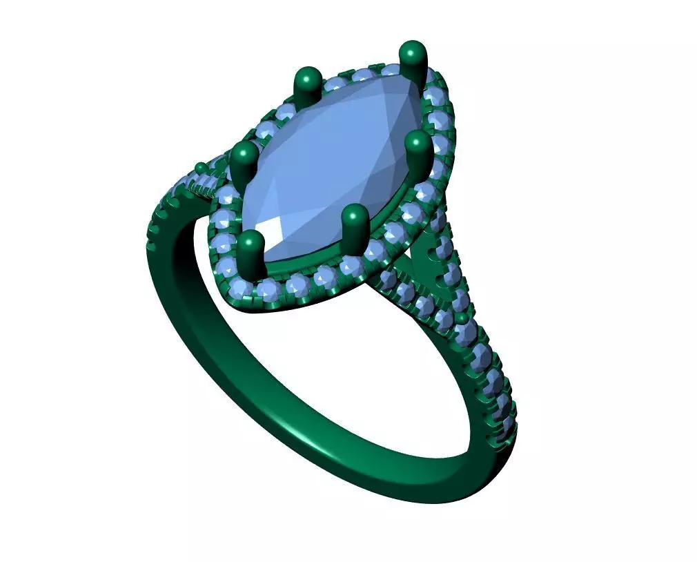 Marquise Engagement Ring 3D print model_8