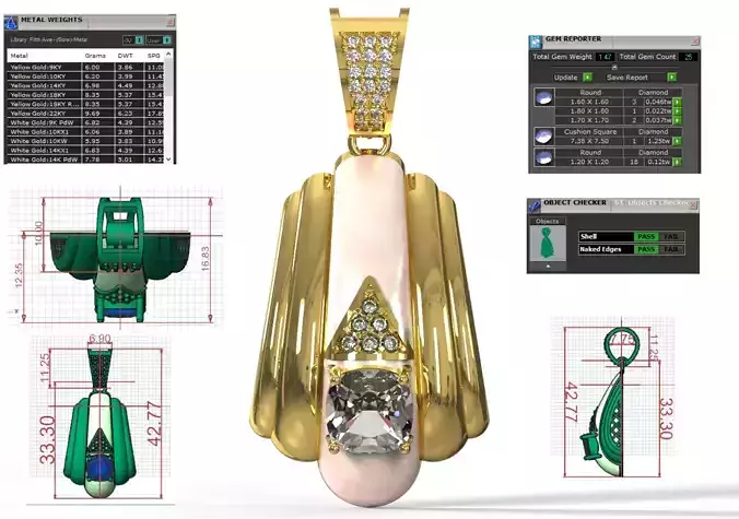 jewelry 3dm stl pendant model jp0371