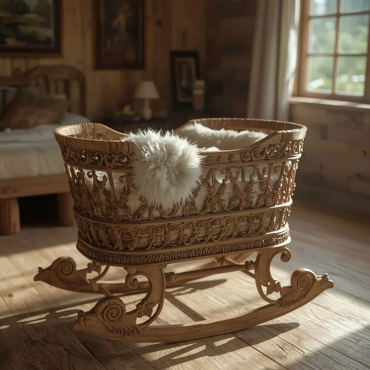 Royal Handcrafted Cradle 3D model_0