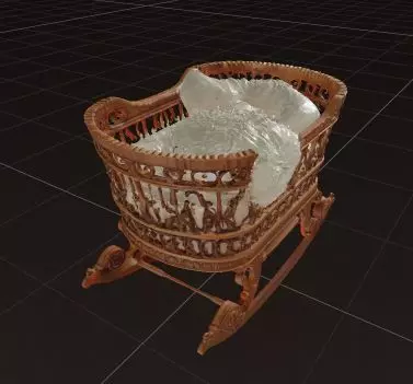 Royal Handcrafted Cradle 3D model_12