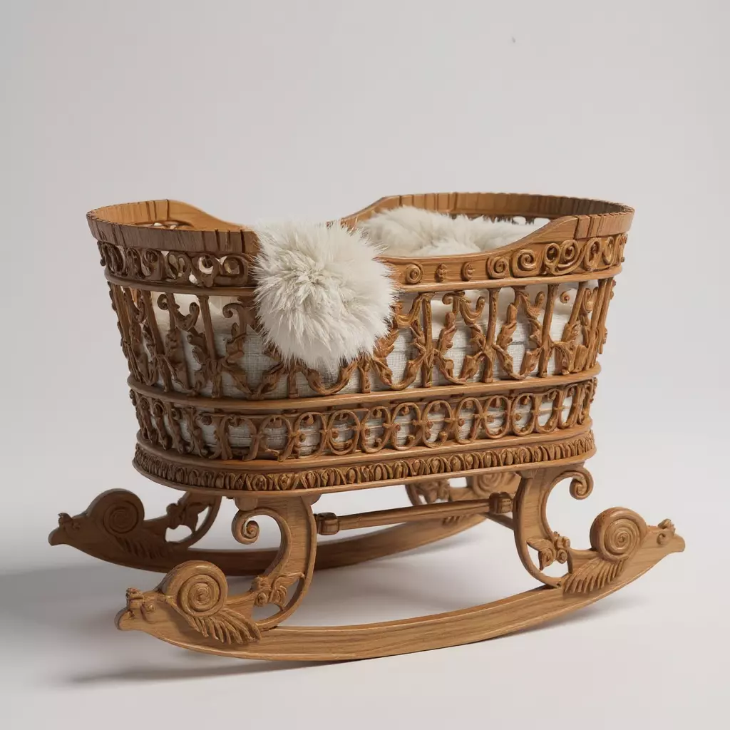 Royal Handcrafted Cradle 3D model_1