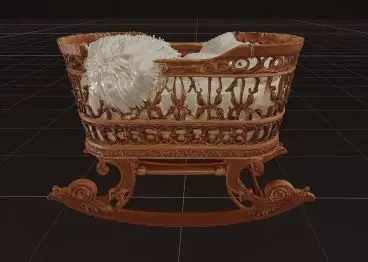 Royal Handcrafted Cradle 3D model_6