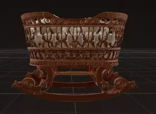 Royal Handcrafted Cradle 3D model_9