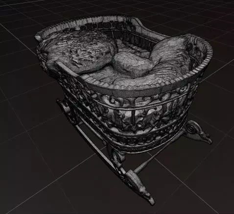 Royal Handcrafted Cradle 3D model_5