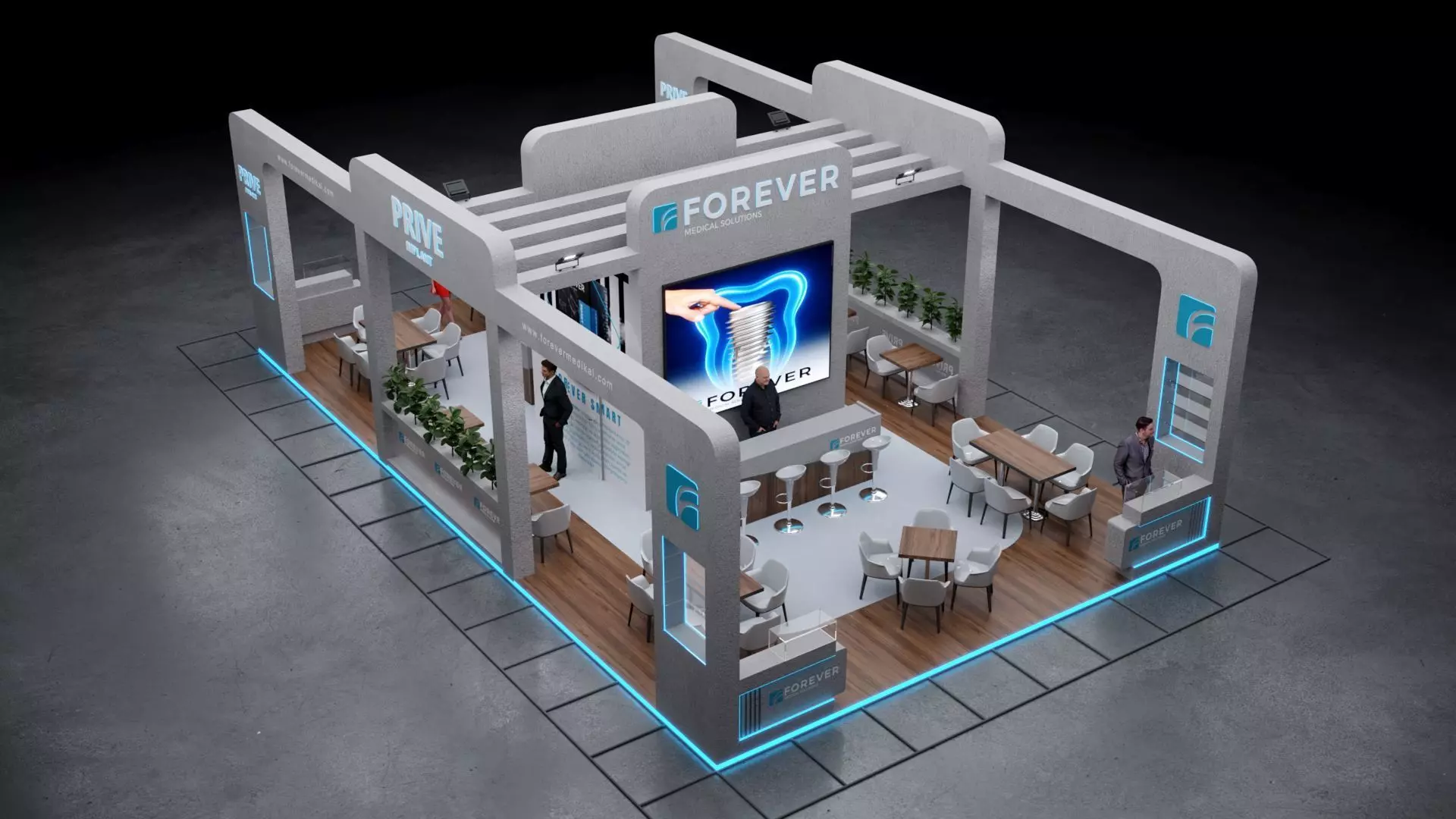 2-Modern Exhibition Booth 13x8m - 3ds Max - Corona Renderer Low-poly 3D model