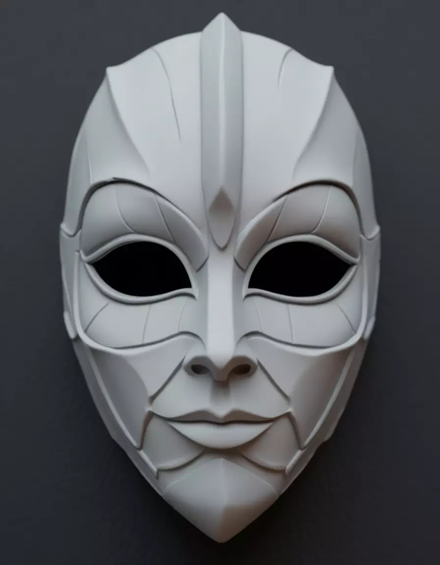 Luxury Warrior Mask 3D Model Gold Accents Black Leather Texture Low-poly 3D model_2