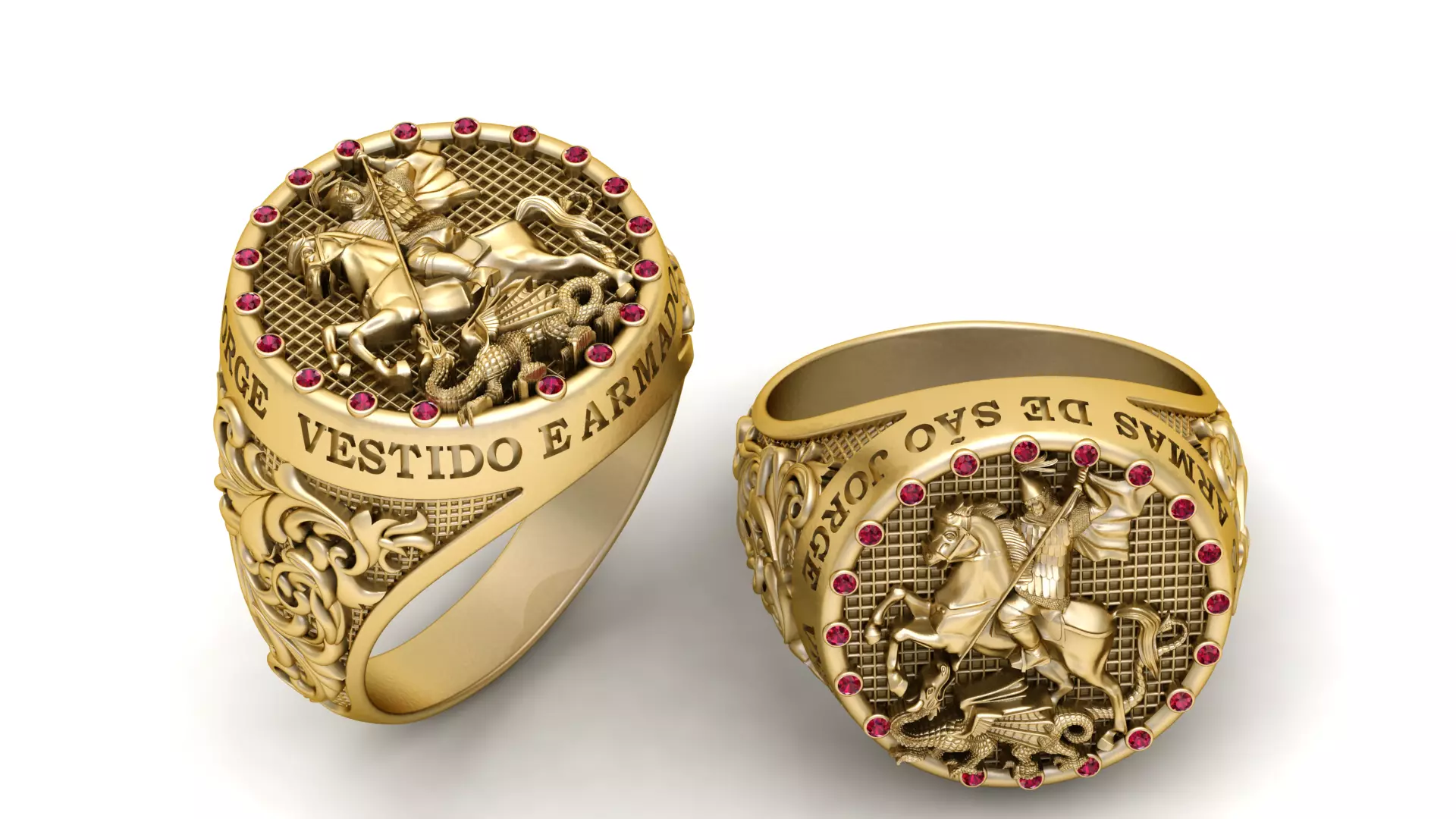 Saint George Valor Signet Ring 3D Printable Model 3D print model