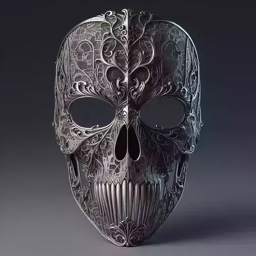 Metal Skeleton Mask 3D Model Rivets Industrial Texture