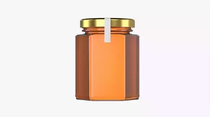 Hexagon Jar with Honey Mockup