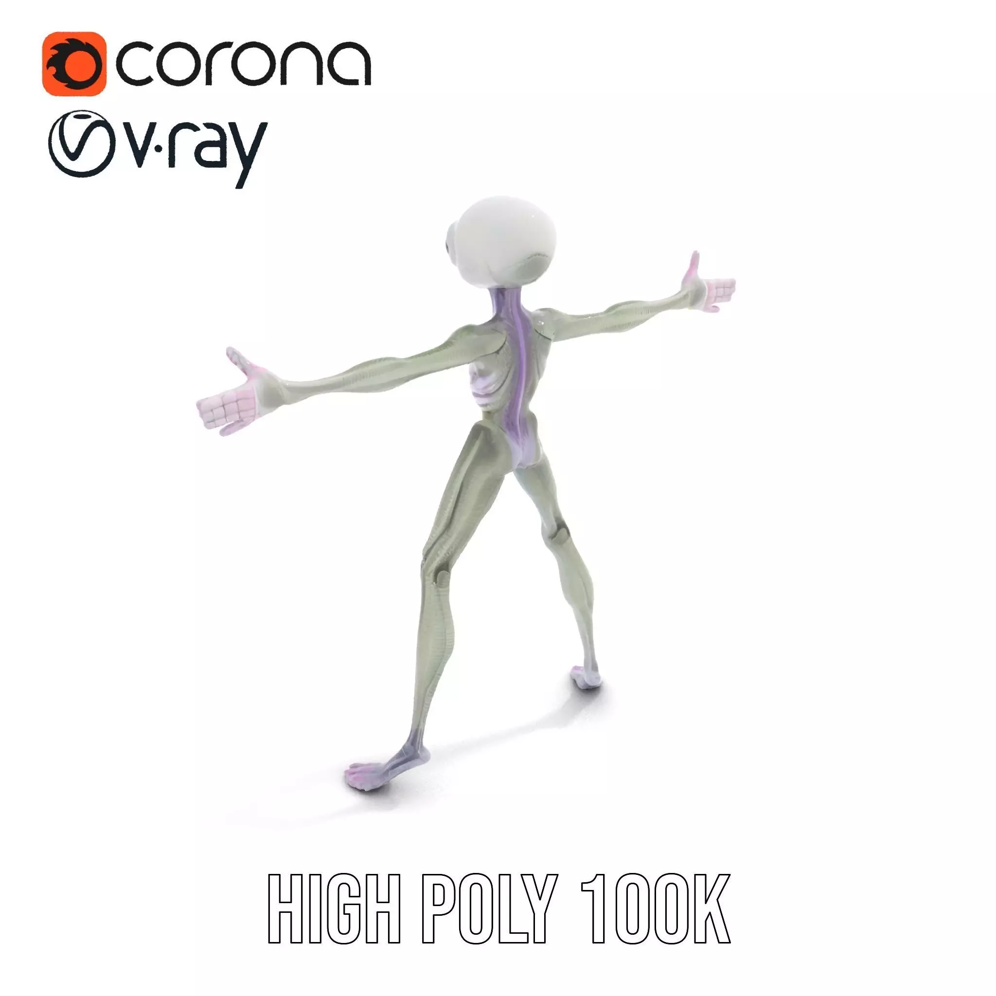 Alien Creature Gray model pack Low-poly 3D model_16