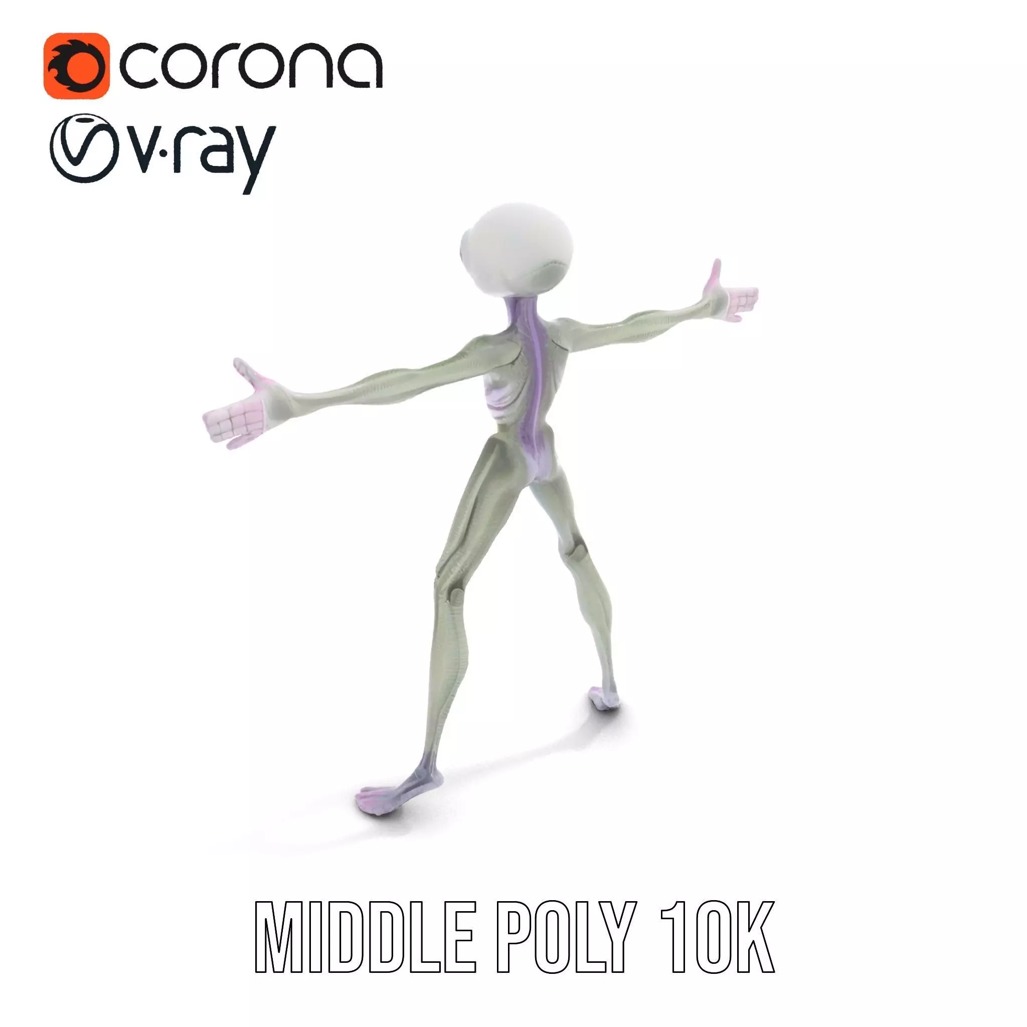 Alien Creature Gray model pack Low-poly 3D model_14