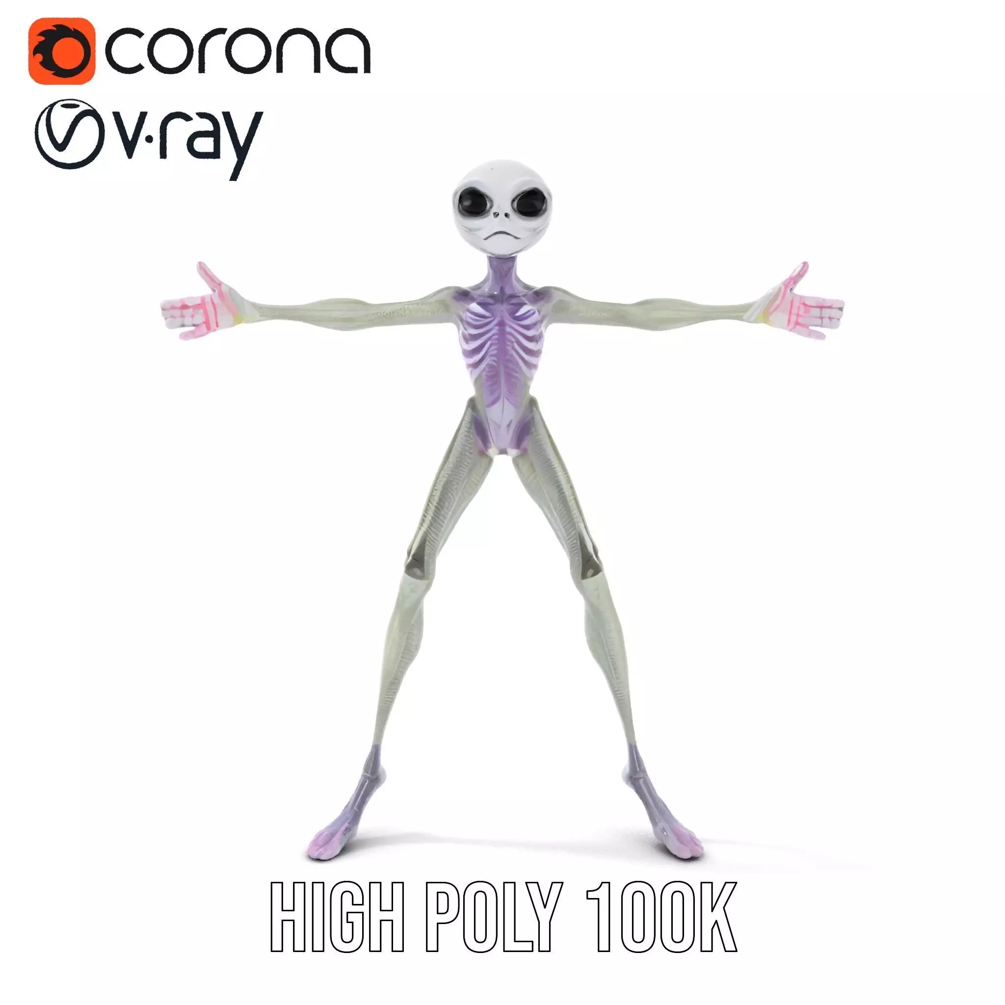 Alien Creature Gray model pack Low-poly 3D model_19
