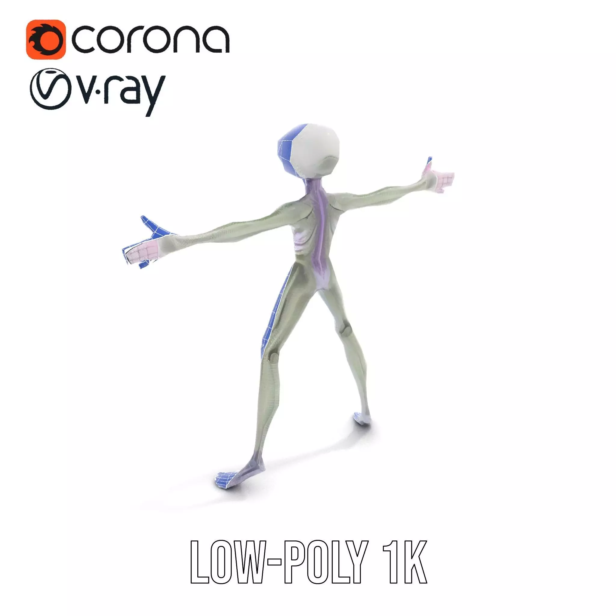 Alien Creature Gray model pack Low-poly 3D model_18