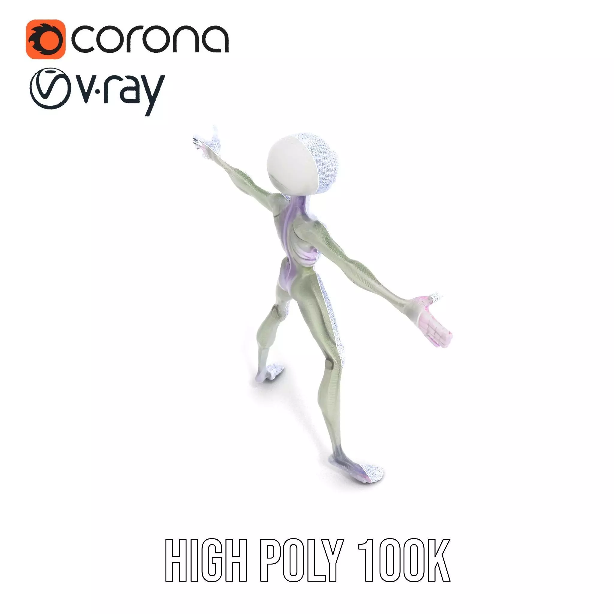 Alien Creature Gray model pack Low-poly 3D model_32