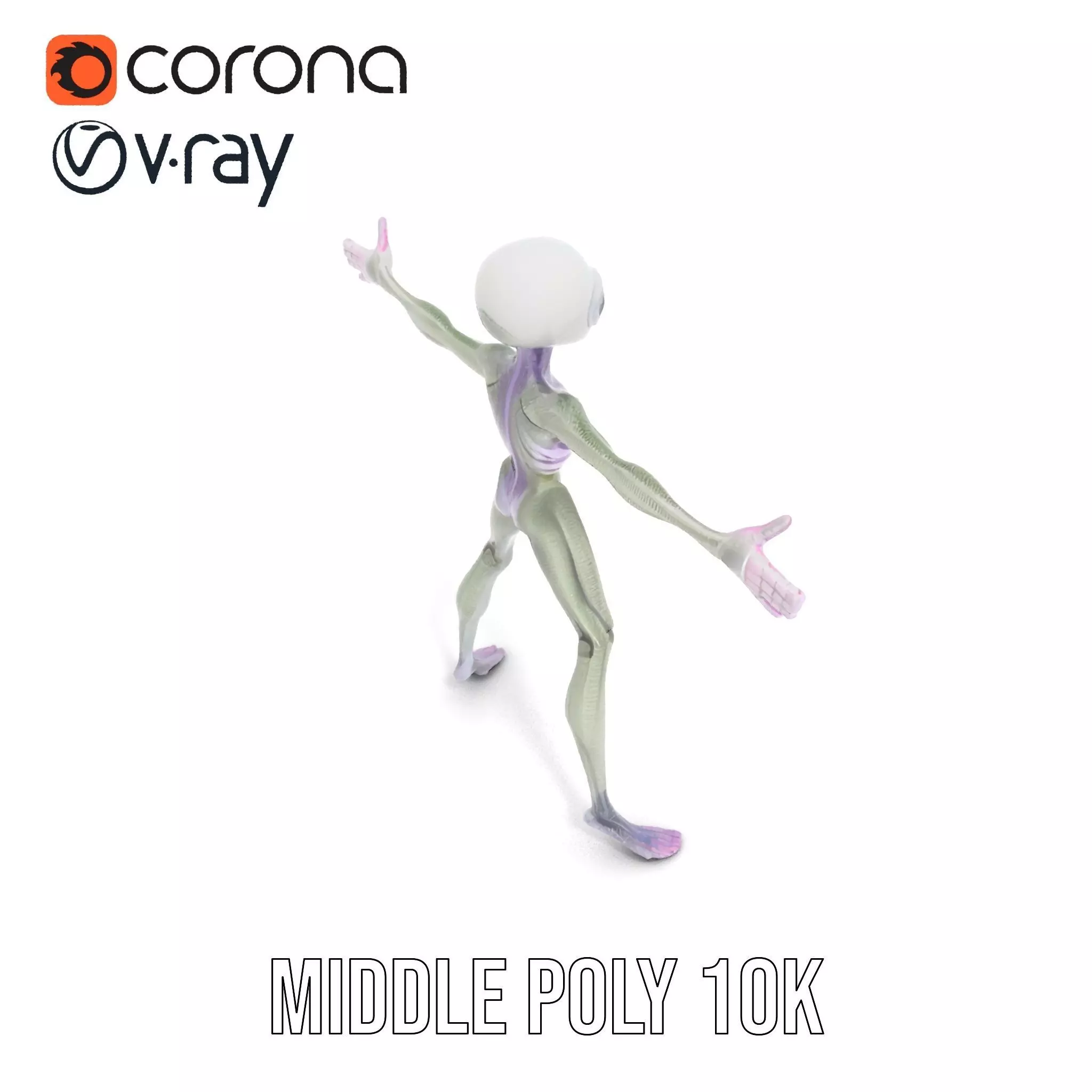 Alien Creature Gray model pack Low-poly 3D model_12