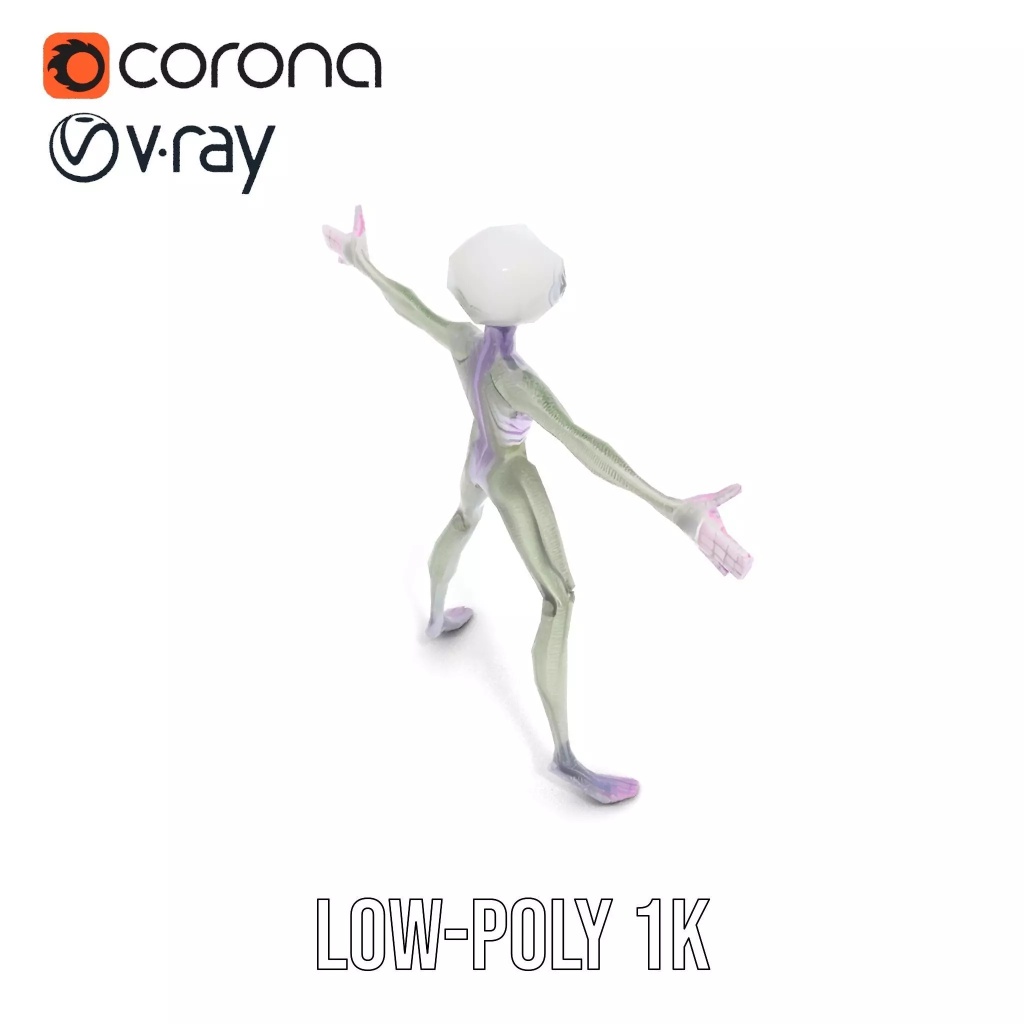 Alien Creature Gray model pack Low-poly 3D model_10