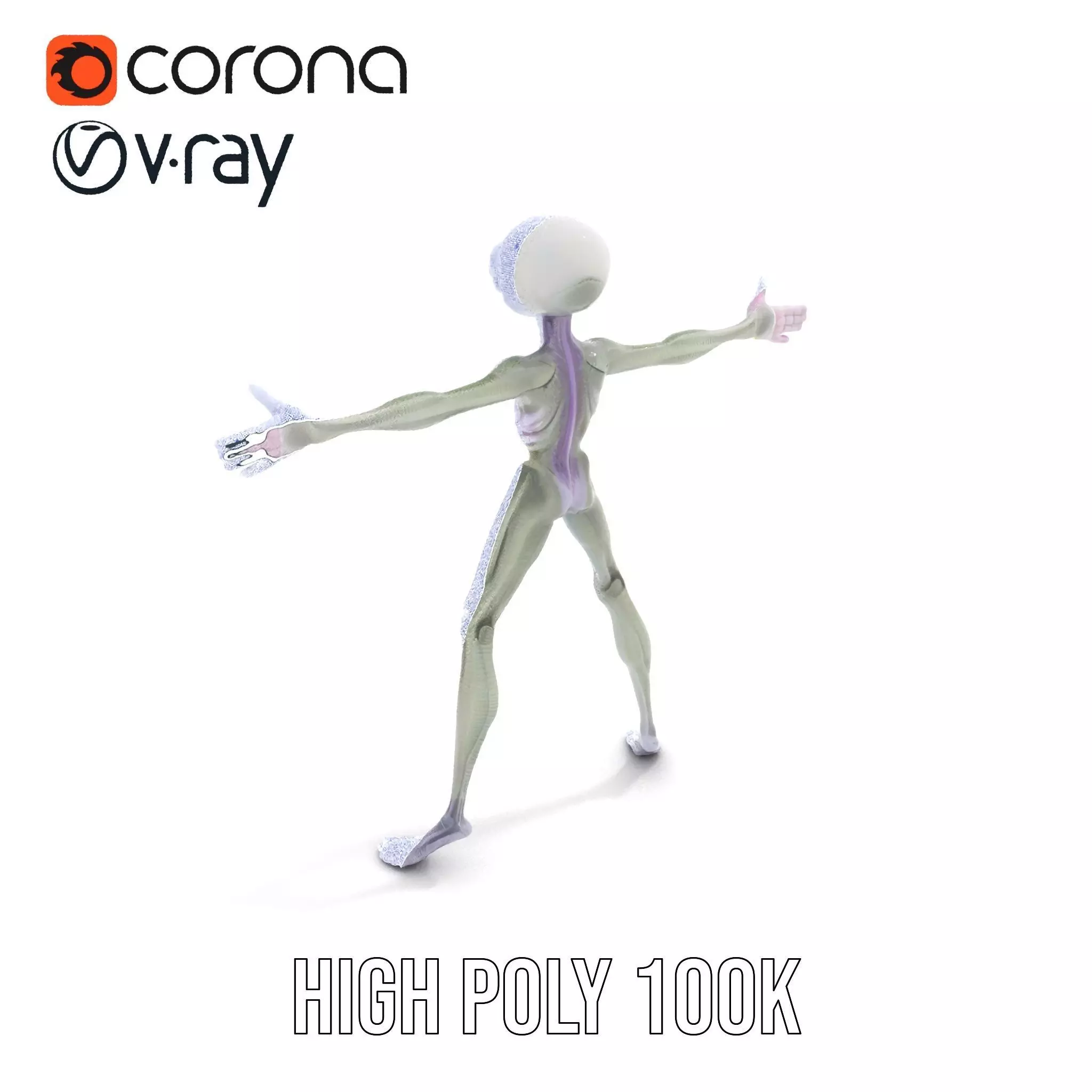 Alien Creature Gray model pack Low-poly 3D model_34