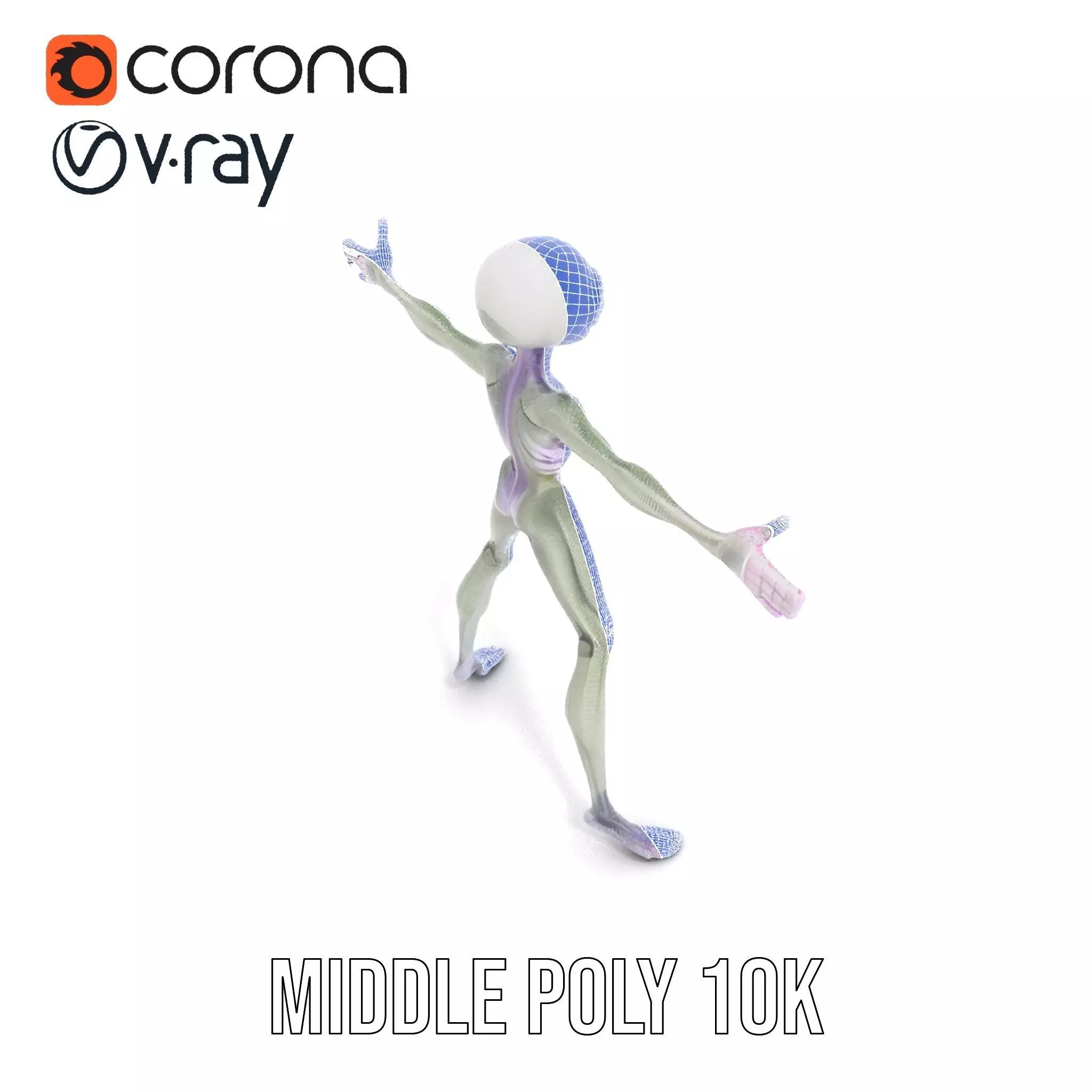 Alien Creature Gray model pack Low-poly 3D model_27