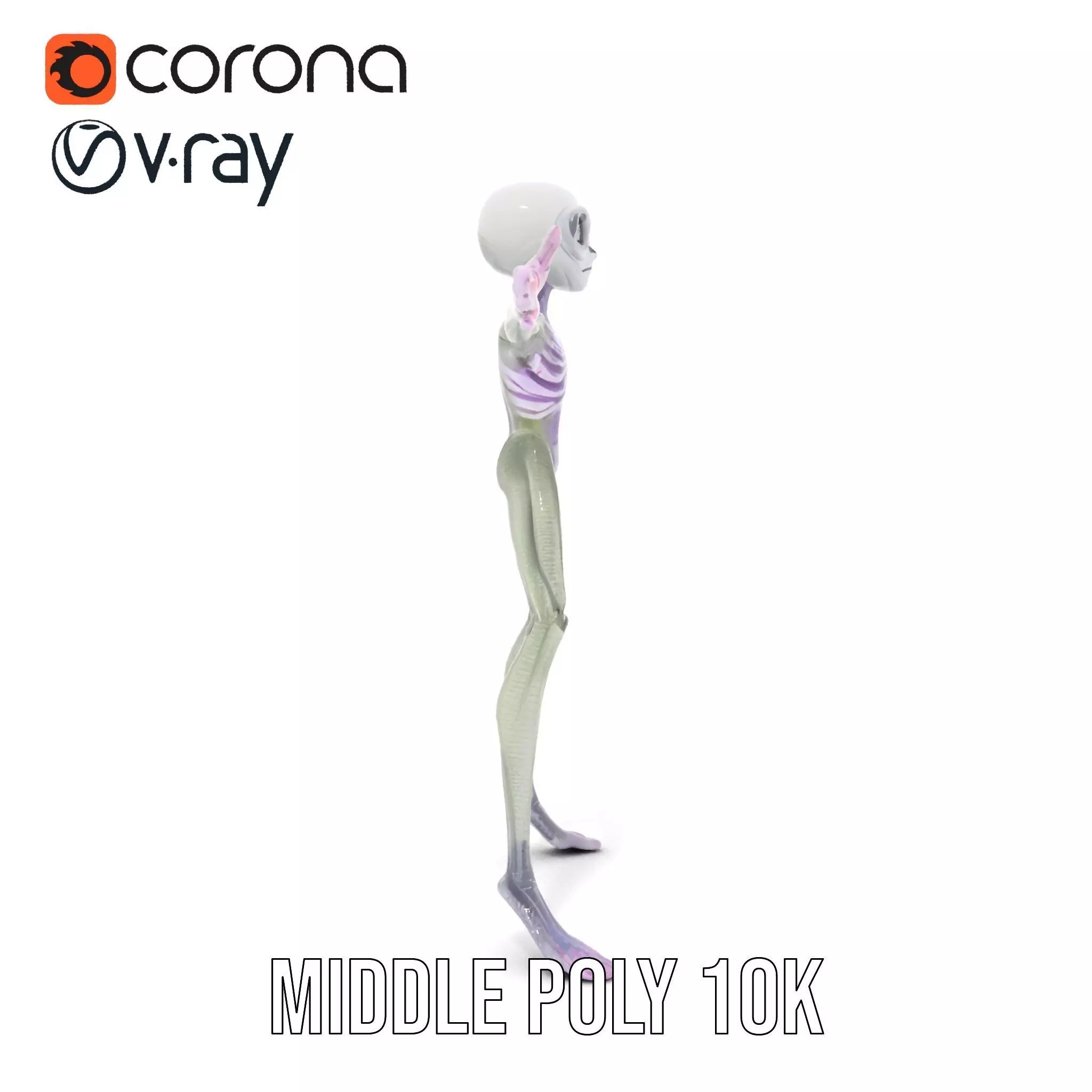 Alien Creature Gray model pack Low-poly 3D model_20