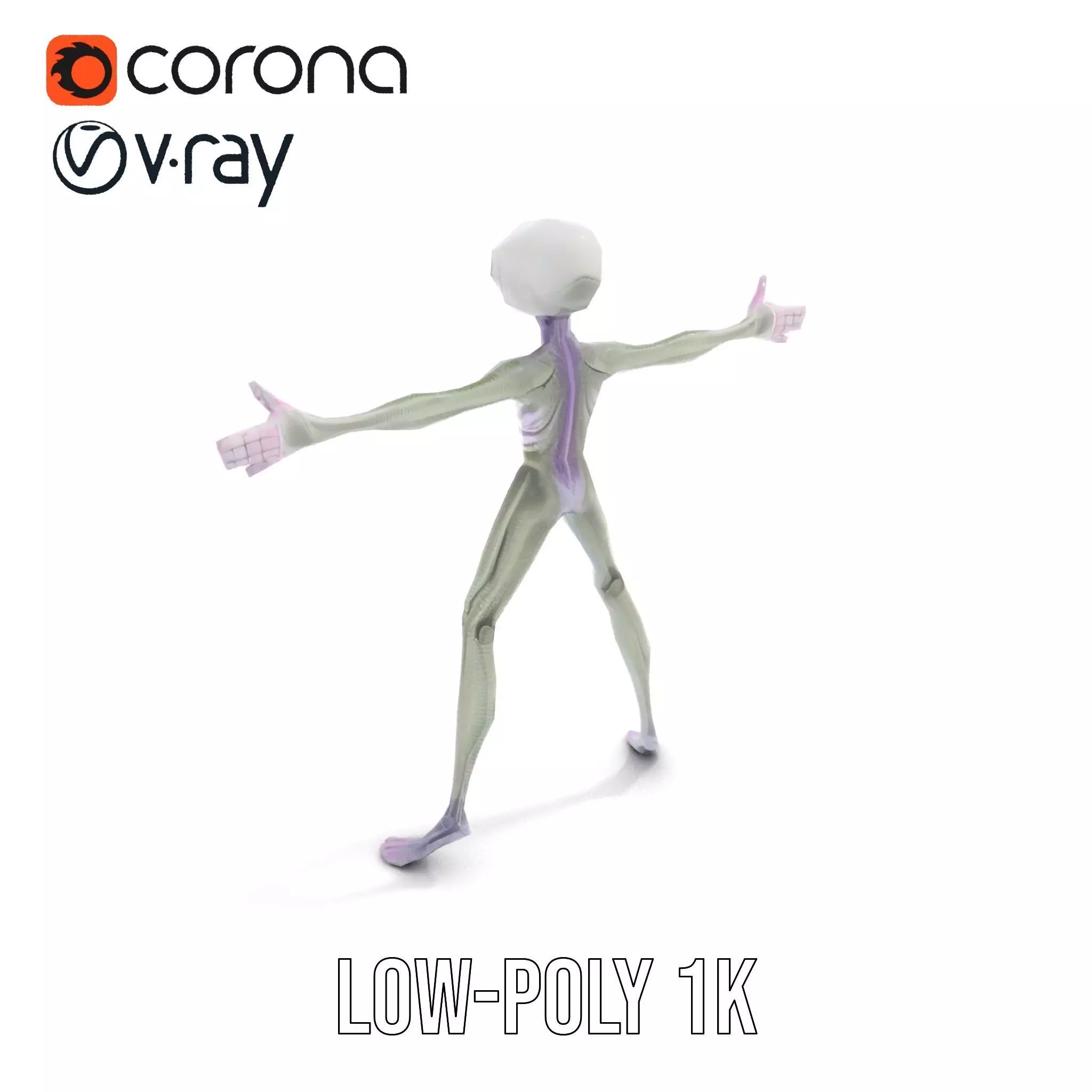 Alien Creature Gray model pack Low-poly 3D model_21