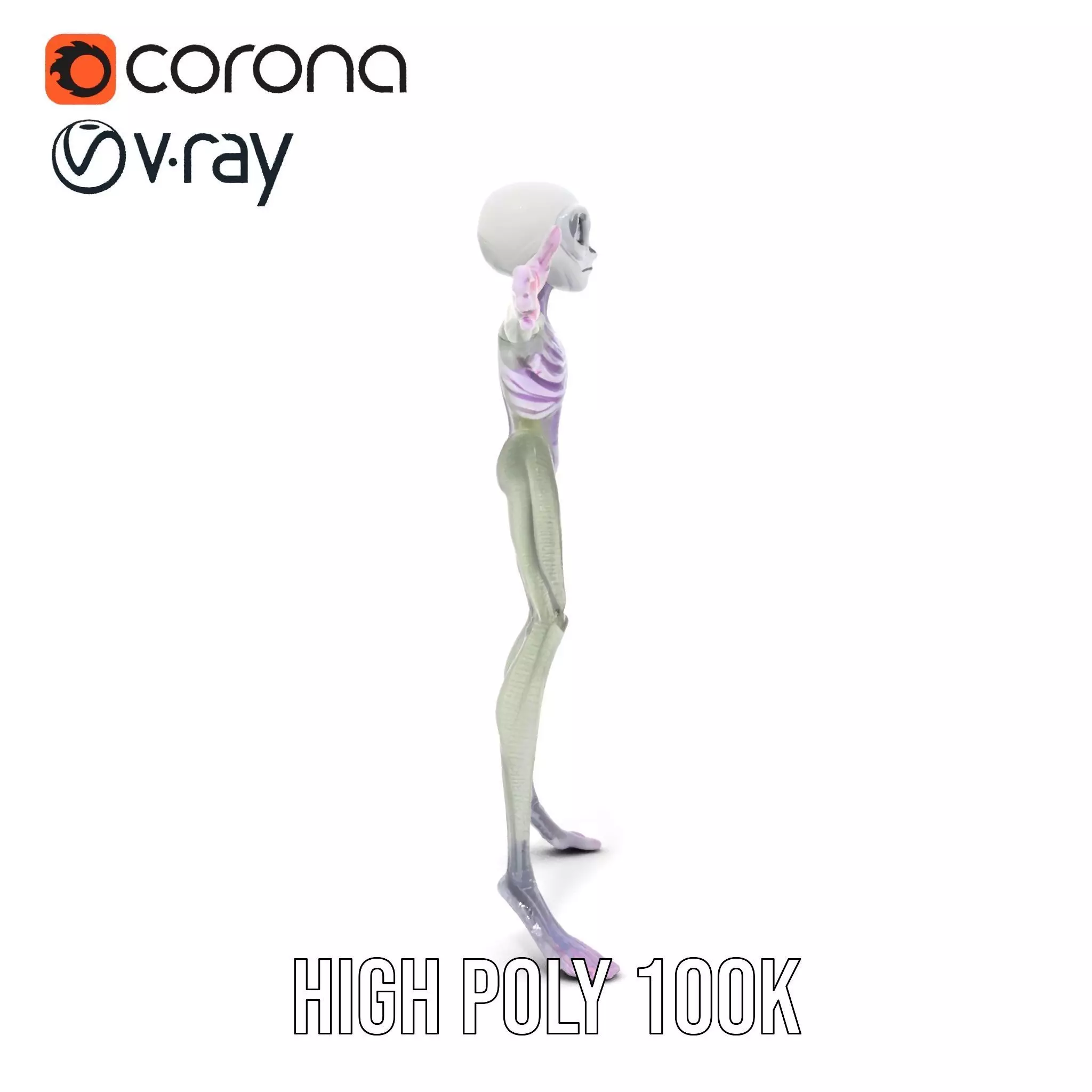 Alien Creature Gray model pack Low-poly 3D model_33