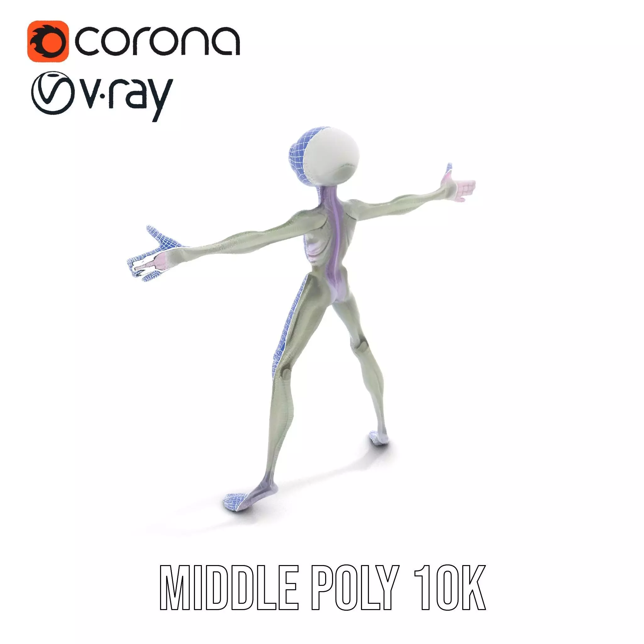 Alien Creature Gray model pack Low-poly 3D model_6