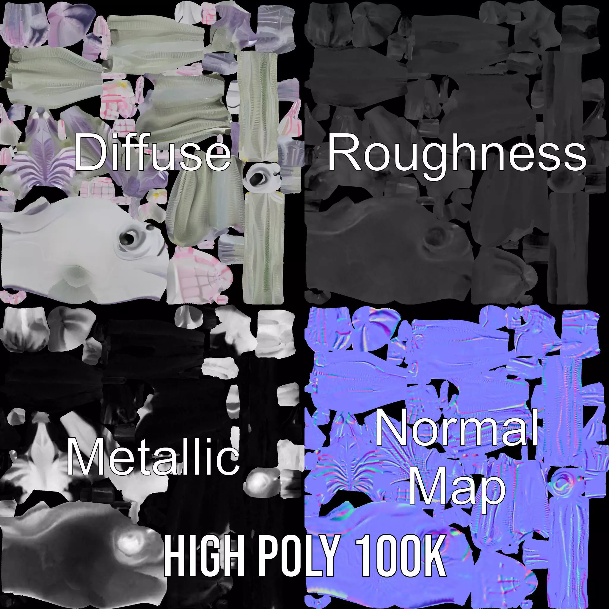 Alien Creature Gray model pack Low-poly 3D model_4