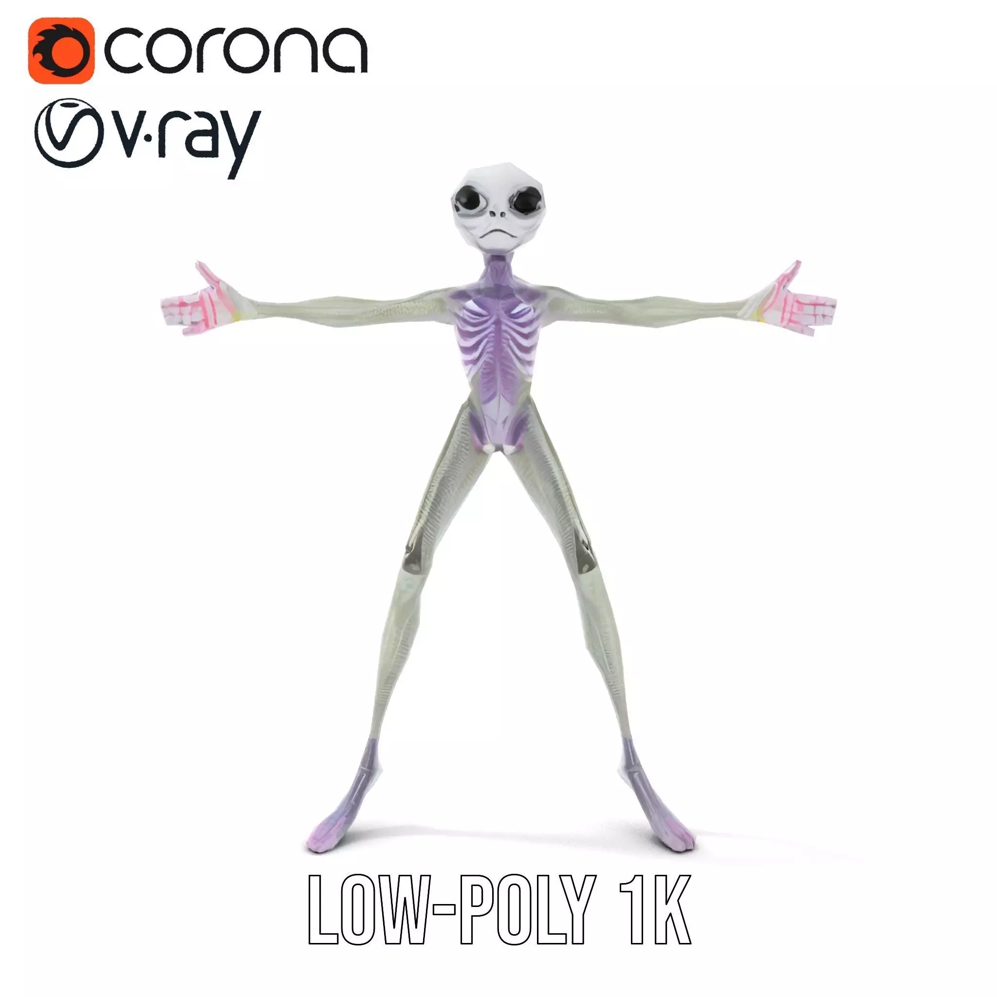 Alien Creature Gray model pack Low-poly 3D model_23