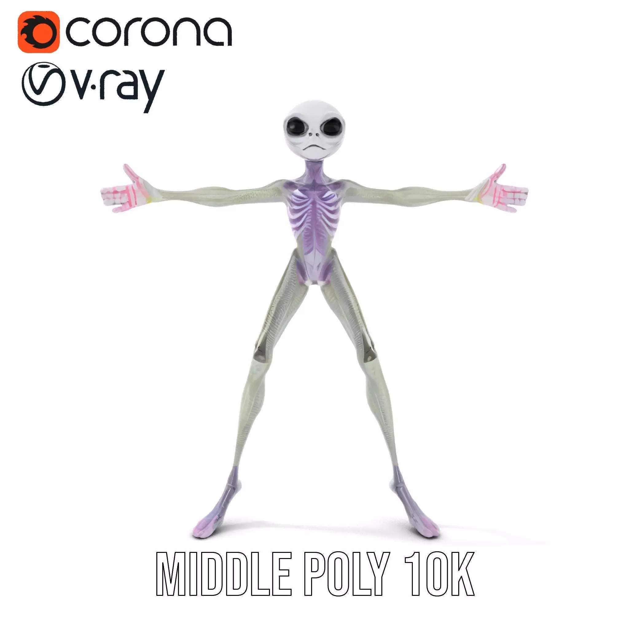 Alien Creature Gray model pack Low-poly 3D model_22