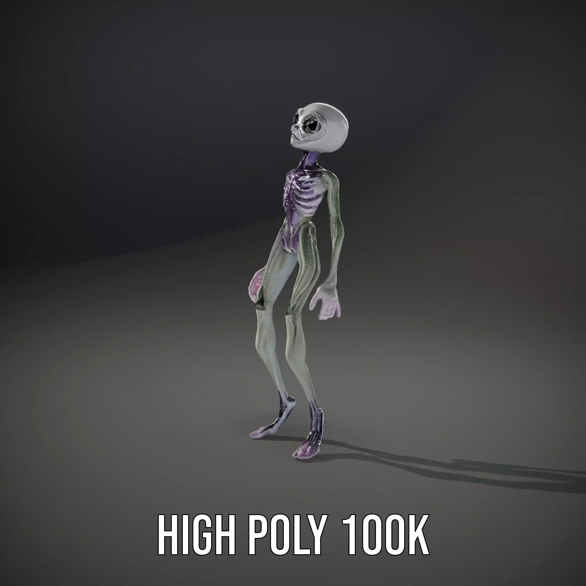 Alien Creature Gray model pack Low-poly 3D model_11