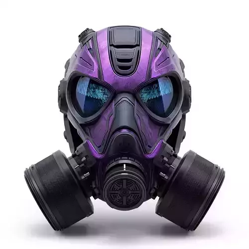 Cyberpunk Purple Gas Mask 3D Model Tactical Breather